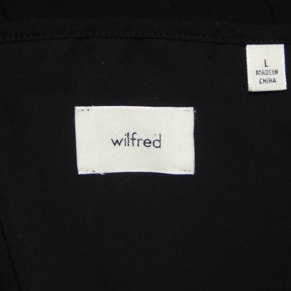 Wilfred Black Pleated Flowy Dress A-Line Shift Long Sleeve V-Neck Size Large - Picture 7 of 9